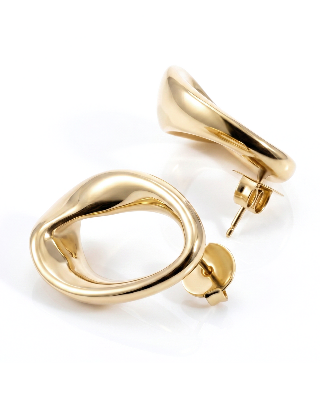 Kate Abstract Oval Drop Earrings Gold