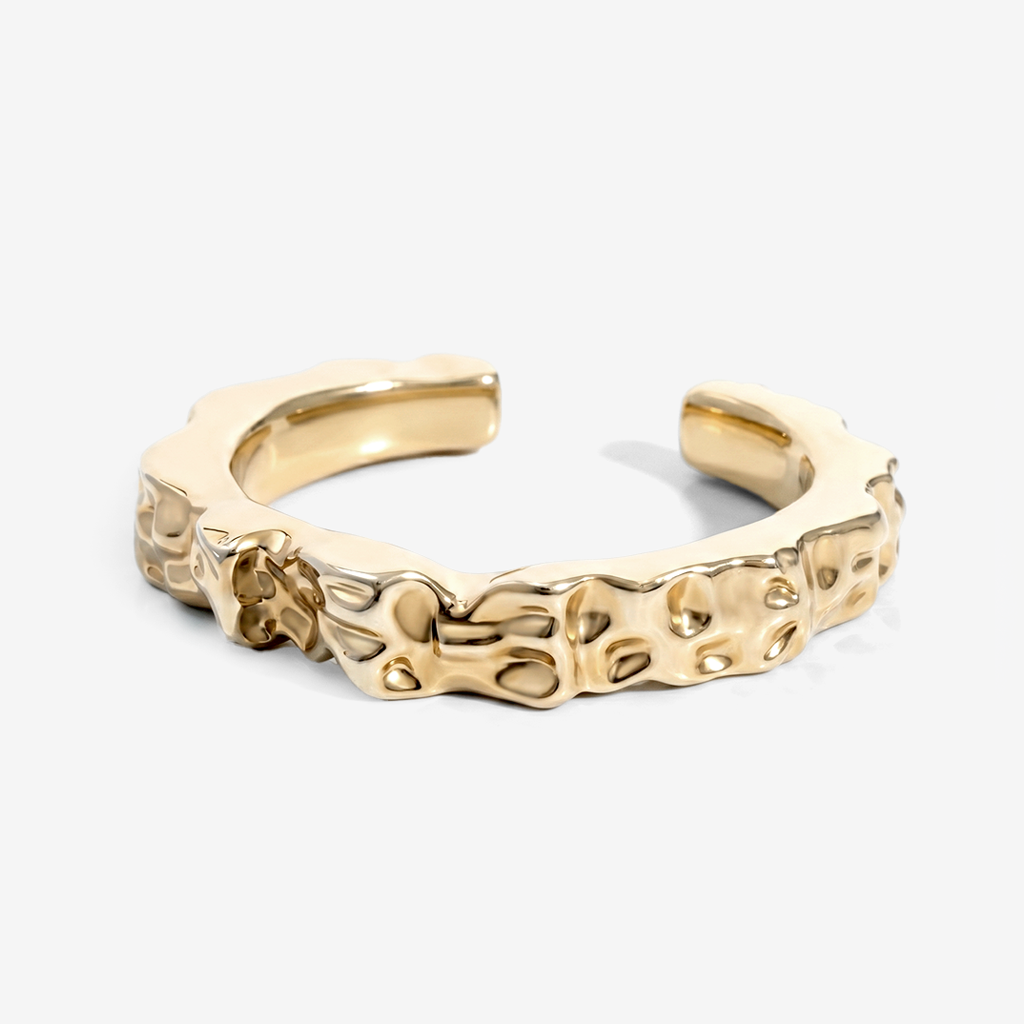 Nathalia Sculpted Hammered Cuff Bracelet Gold