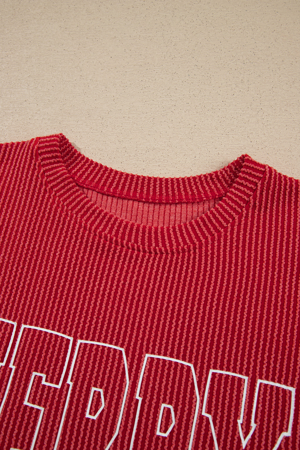 Fiery Red JOLLY Corded Long Sleeve Top and Pockets Pants Set